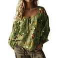thumbnail image 1 of Women Boho Floral Shirts V Neck Long Sleeve Button Down Casual Loose Top, 1 of 4