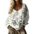 thumbnail image 1 of Women Boho Floral Shirts V Neck Long Sleeve Button Down Casual Loose Top, 1 of 4