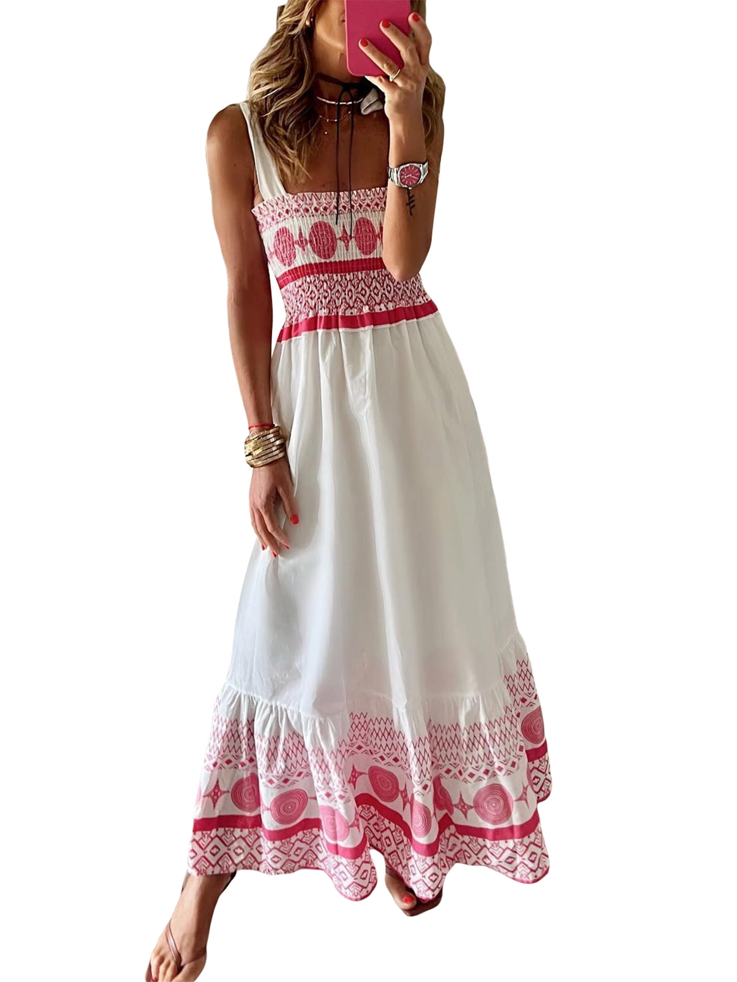 flowy mexican dress Flowy Gauze Embroidered V-Neck Dress Mustard / One Size