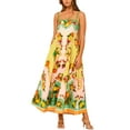 thumbnail image 1 of Women Boho Fruit Cami Long Dress Colorful Plaid Spaghetti Strap Square Neck Flowy Maxi Dress Beach Vacation Sundress, 1 of 7