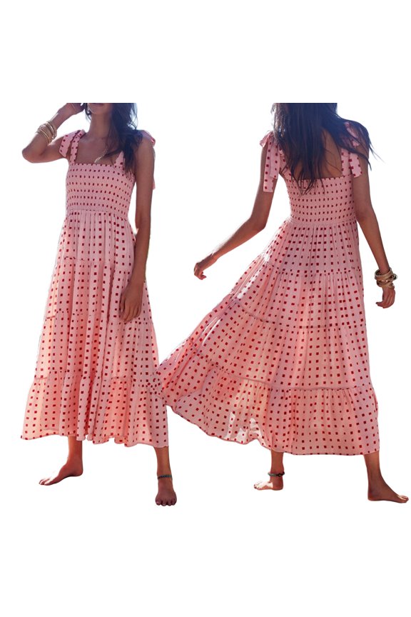 Women Boho Maxi Long Dress Casual Summer Printed Slip Dress Sleeveless Halter Beach Dress Long