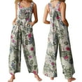 thumbnail image 1 of Women Boho Printed Casual Overalls Loose Baggy Bib Pants Jumpsuit Bohemian Wide Leg Overall Plus Size, 1 of 6