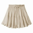thumbnail image 1 of Women Boho Ruffled Tiered Swing Beach Skorts Drawstring High Waisted Tennis Golf Y2K Short Skirt Beige M, 1 of 9