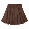 thumbnail image 1 of Women Boho Ruffled Tiered Swing Beach Skorts Drawstring High Waisted Tennis Golf Y2K Short Skirt Brown XL, 1 of 9