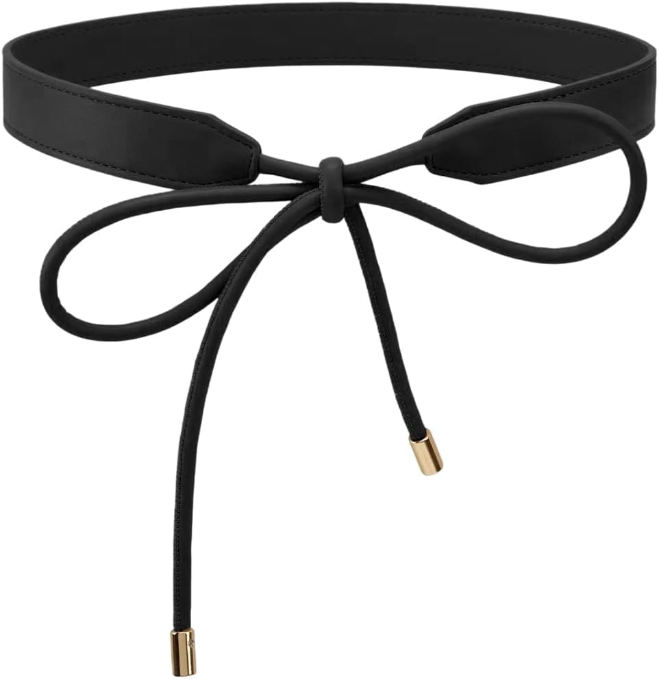 PU Leather Thin Waist Belt Boho Knotted Skinny Belts for Dresses BAOKELAN PU Leather Skinny Belts for Women Knotted Thin  main image 2