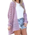 thumbnail image 1 of Women Boho Solid Color Oversized Kimonos Crochet Cardigan Sweater Open Front Outwear, 1 of 4