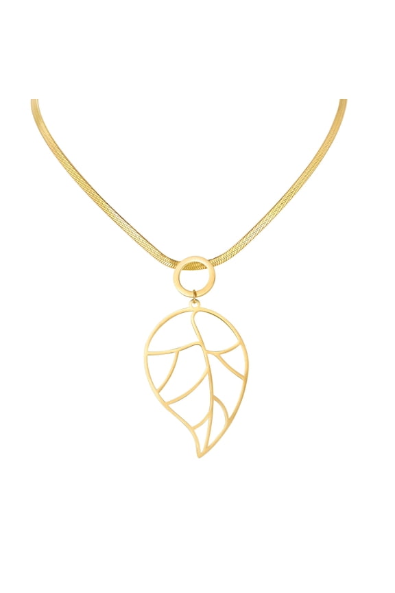 Women Boho Stacked Disc Hollow Leaf Flower Pendant Leopard Chain Necklace Adjustable