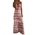thumbnail image 1 of Women Boho Summer Print Long Maxi Dress Ladies Casual Beach Holiday Cocktail Party Spaghetti Strap Sling Sleeveless Sun Dresses, 1 of 2