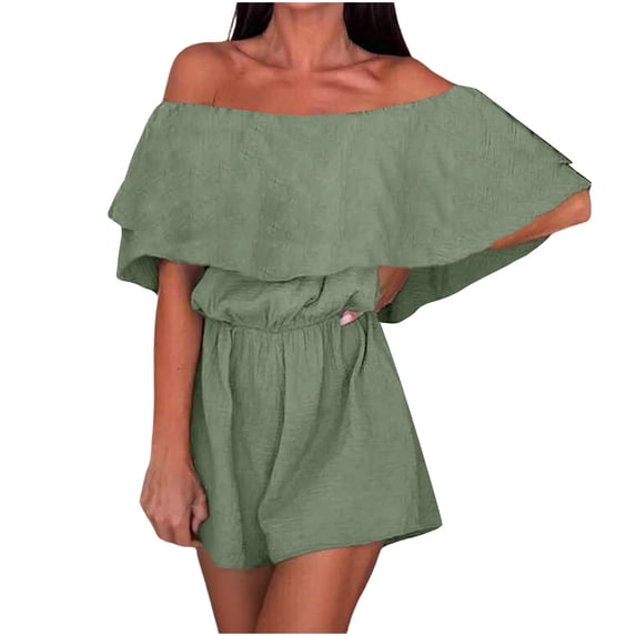 Women Boho Summer Romper Casual Floral Print Off Shoulder Strapless Shorts Jumpsuits