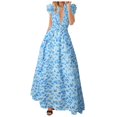 thumbnail image 1 of Women Boho Tie Shoulder Maxi Dress Y2k Floral Smocked Long Dress Sleeveless Flowy Summer Beach Sundress, 1 of 9