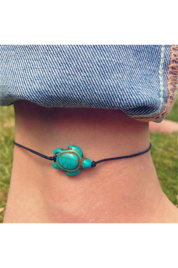 Women Boho Turquoise Turtle Chain Anklet Bracelet Foot Chain Beach Jewelry S WA