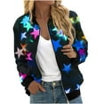 thumbnail image 1 of Women Bomber Jacket Casual Long Sleeve Hoodless Casual Zip Up Jackets with Pockets Outwear, 1 of 6