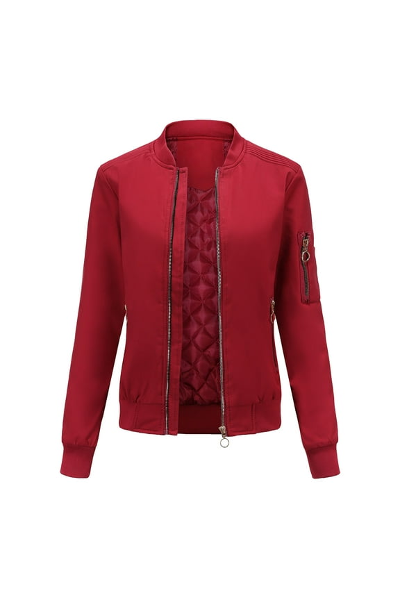 Women Bomber Jacket Lightweight Zip up Flight Top Long Sleeve Sport Jacket Utility Biker Jacket Transition Baseball Varsity Jacket Coat Ladies Winter Autumn