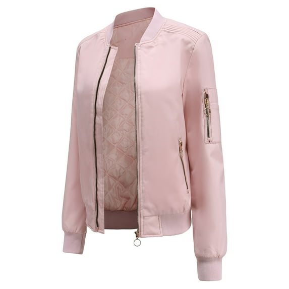 Women Bomber Jacket Lightweight Zip up Flight Top Long Sleeve Sport Jacket Utility Biker Jacket Transition Baseball Varsity Jacket Coat Ladies Winter Autumn