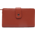 thumbnail image 1 of Women Bonded Genuine LEATHER Tab Clutch Fat Mundi WALLET RFID Ladies ID Card Slots Zippers t709l Cognac Brown, 1 of 6