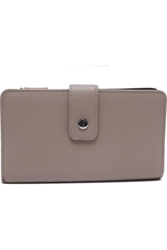 Women Bonded Genuine LEATHER Tab Clutch Fat Mundi WALLET RFID Ladies ID Card Slots Zippers t710l Tan