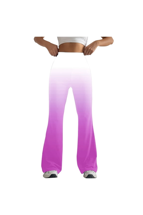 Women Bootcut Wide Leg Pants Trendy Gradient Color Flared Pants Tight Fitting Hip Hugging Shaping Yoga Pants Pink S