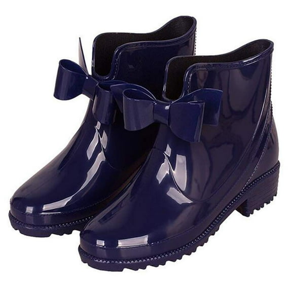 Women Booties, Ladies Bowknot Short Ankle Rain Boots Lightweight Chelsea Rainboots Shoes Outdoor Waterproof Booties Garden Shoes