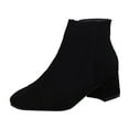 thumbnail image 1 of Women Boots Autumn Winter Boots Fashion Color Boots Block Suede Short Solid Heel Side Womens Zipper Boots Womens Boots, 1 of 4