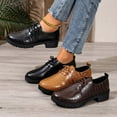 thumbnail image 1 of Women Boots Chunky Heel Round Toe Lace-Up Mid-Heel Loafers Leather Shoes Casual Outdoor Dressy Winter Warm Shoes for Women Yellow 9, 1 of 10