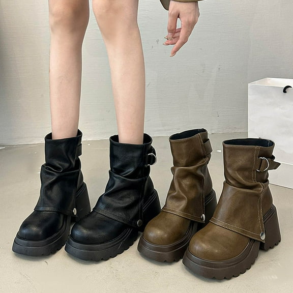 Women Boots Chunky Heel Square Toe Short Boots Women's Fashion Casual Versatile Thick Heel Booties Fall Winter Warm Shoes Black 6.5