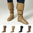 thumbnail image 1 of Women Boots Flat Heel Round Toe Mid Calf Flats for Women Casual Outdoor Dressy Comfortable Winter Warm Shoes for Women Khaki 6, 1 of 7