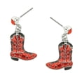 thumbnail image 1 of Women Boots Pendant Necklace or Earring Rhinestone Crystal Rhodium Plated 17 Inch Snake Chain E0351-RD, 1 of 3