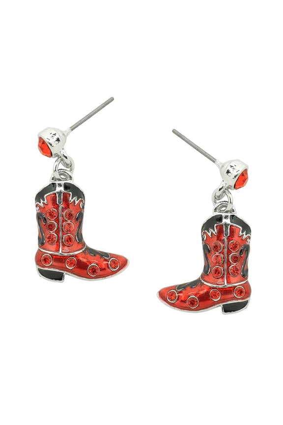 Women Boots Pendant Necklace or Earring Rhinestone Crystal Rhodium Plated 17 Inch Snake Chain E0351-RD