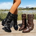 thumbnail image 1 of Women Boots Pointy Toe Chunky Heel Cozy Mid Calf Boots Winter Snow Boot Casual Outdoor Dressy Shoes, 1 of 10