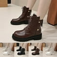 thumbnail image 1 of Women Boots Round Toe Chunky Heel Lace-up Short Boots Winter Snow Boot Casual Outdoor Dressy Shoes, 1 of 10