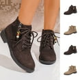 thumbnail image 1 of Women Boots Round Toe Chunky Heel Lace-up Side Zipper Short Boots Winter Snow Boot Casual Outdoor Dressy Shoes, 1 of 10