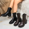 thumbnail image 1 of Women Boots Round Toe Chunky Heel Thick Sole Short Boots Women's Casual Versatile Fashionable Fall Winter Trendy Short Boots, 1 of 8