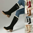 thumbnail image 1 of Women Boots Round Toe Chunky Heel Thick Sole Wide Calf Knee-High Boots Women's Casual Versatile Fashionable Fall Winter Trendy Short Boots, 1 of 10