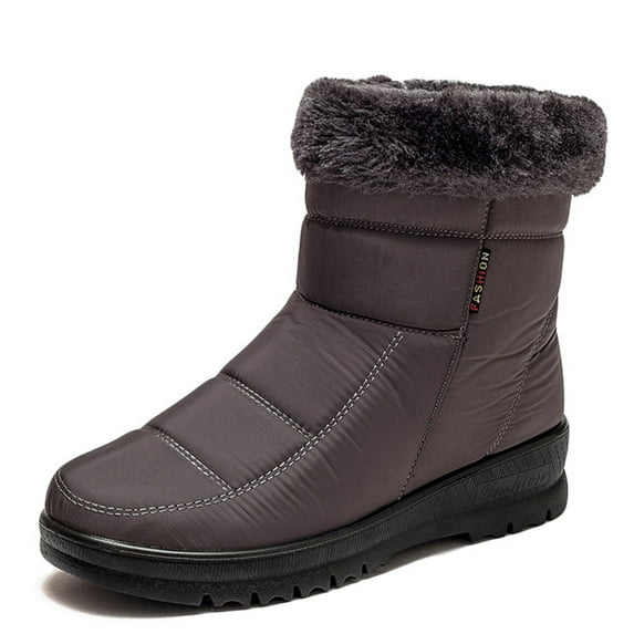 Women Boots Snow Fur Women Shoes Zipper Platform Fashion Shoes for Women Ankle Boots Waterproof Flat Botas Mujer Winter Shoes (GRAY,41)