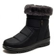 thumbnail image 1 of Women Boots Snow Fur Women Shoes Zipper Platform Fashion Shoes for Women Ankle Boots Waterproof Flat Botas Mujer Winter Shoes (black,41), 1 of 7