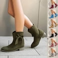 thumbnail image 1 of Women Boots Thick-Soled Chunky Low Heel Pointy Toe Ankle Boots Women Trendy Casual Outdoor Dressy Winter Warm Shoes Comfortable Short Booties Brown 6, 1 of 10