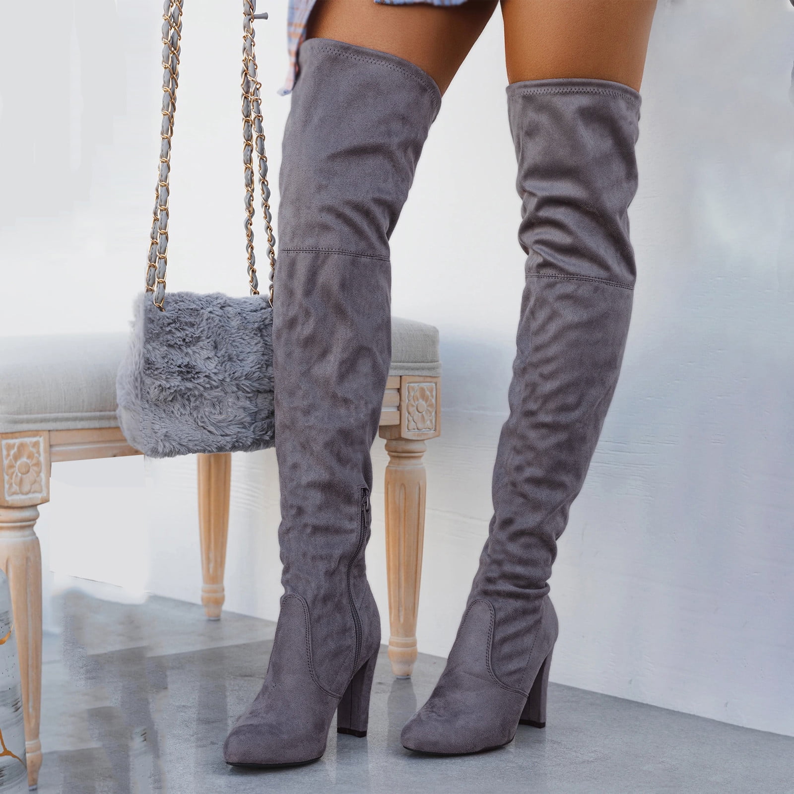 Over The Knee Boots For Women (Black) - Pinkshop