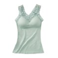thumbnail image 1 of Women Bottoming Vest with Chest Pads Seamless Sleeveless Pure Color Stretchy V Neck Lace Camisole Summer Dating Office Winter Basic Top, 1 of 8