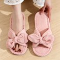 thumbnail image 1 of Women Bow House Slippers,Striped Corduroy Open Toe Slide Slippers,Soft Non Slip Flat Indoor Warm Slippers, 1 of 2