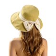 thumbnail image 1 of Women Bow‑Knot Bucket Sun Hat Split‑Back Design Wide Brim UV Protection Fisherman Cap Casual Travel Beach Outdoor Spring Summer Sun‑Shade Head‑Accessory, 1 of 5