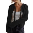 thumbnail image 1 of Women Bow Tie Knit Cardigan Crew Neck Casual Open Front Sweater Casual Solid Color Long Sleeve Knitted Outerwear (Black L), 1 of 1