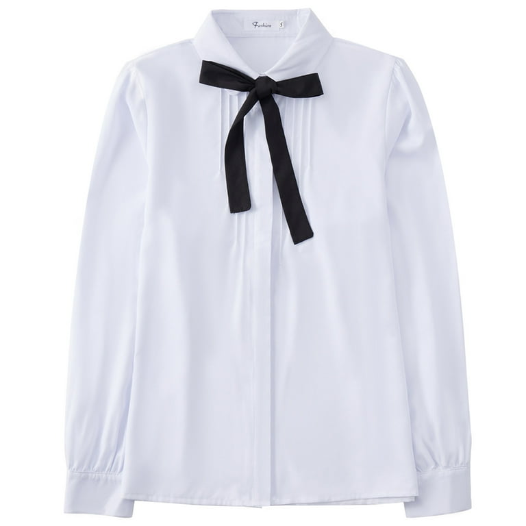 Women Bow-tie Shirts Peter Pan Collar Short Sleeve Blouses