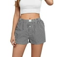 thumbnail image 1 of Women Boxer Shorts Cute Stripes Plaid Button Elastic Waist Lounge Boxers Y2k Low Rise, 1 of 6