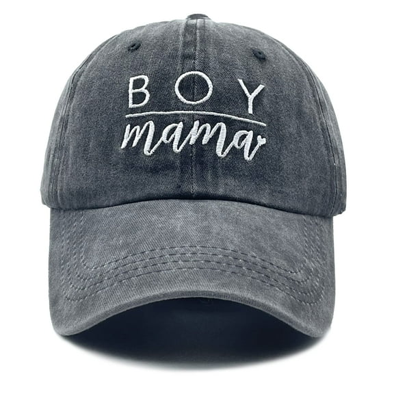 Women Boy Mama Hat, Washed Adjustable Embroidery Mom Baseball Cap