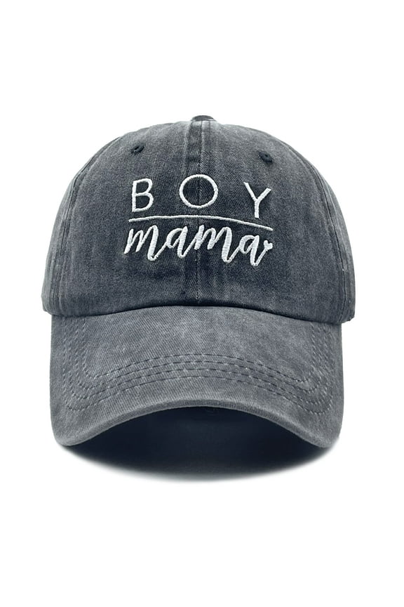 Women Boy Mama Hat, Washed Adjustable Embroidery Mom Baseball Cap