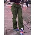 thumbnail image 1 of Women Boyfriend‑Style Y2K Denim Jeans, Multi‑Pocket Button‑Front Solid‑Color Long Casual Work Trousers, Simple Commuter Daily Pants, 1 of 10
