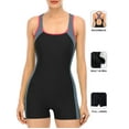 thumbnail image 1 of Women Boyleg One Piece Swimsuit Sport Swimming Suit, 1 of 7