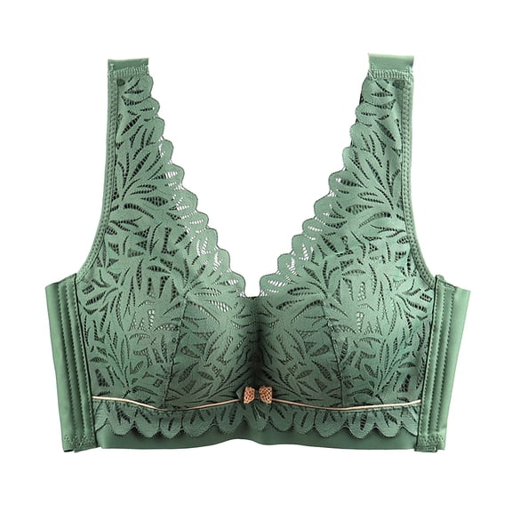 Women Bra Bra Wire-Free Underwear Pullover Bra Everyday Bras V-Neck Back-Smoothing Bra Feature Hook and Eye Closure Sport Bra Style Y-469 , Green M