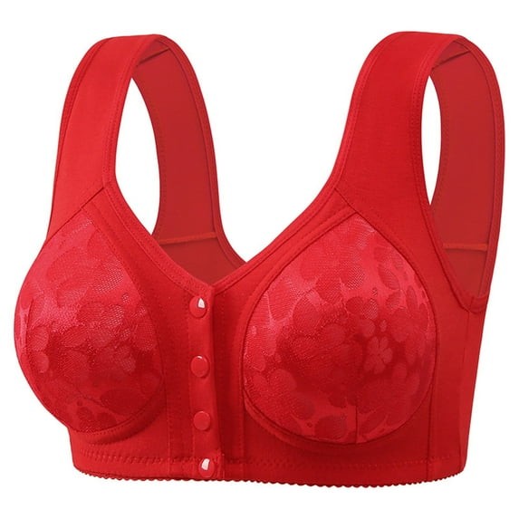 Women Bra Front Snap Bras for Older Women Bras for Women No Underwire Red 52