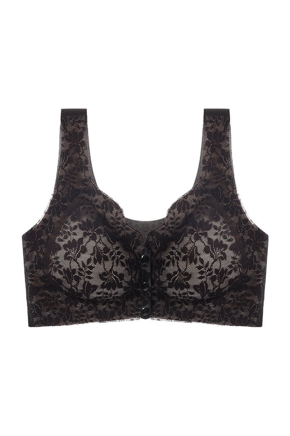 Women Bra Mold Thin Cup Elastic Wide Strap Supportive Perfect Breast Shape Front Closure Traceless Bra